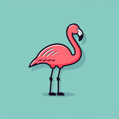 Hopping_Flamingo_Modern_Line_Icon_Vector_Line_Art_Cut