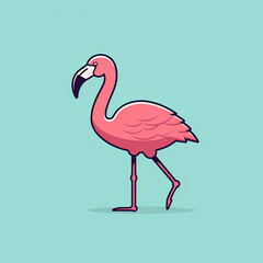 Hopping_Flamingo_Modern_Line_Icon_Vector_Line_Art_Cut