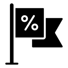 A solid design icon of discount flag

