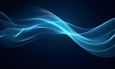 Waves of blue energy on dark background. Futuristic abstract background with wavy shape, glowing neon lines.