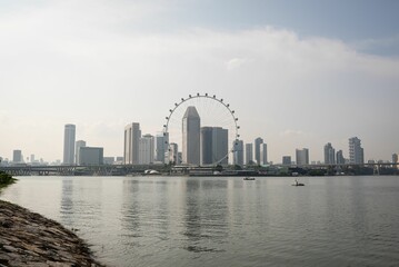 Fototapeta premium Of Singapore cityscape with stunning vA scenic view of the skyline of Singapore.iew