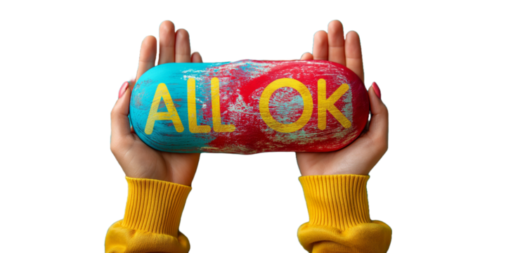 painting bubble speech with All Ok text Word