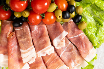 Traditional serrano ham, dry-cured pork jamon