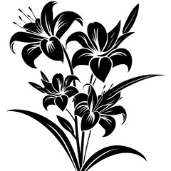 lily silhouette, lily svg, lily png, lily illustration, lily, silhouette flower, floral svg, herb svg, flower illustration, flower, floral, vector, nature, illustration, spring, design, pattern, summe