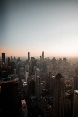 Fototapeta premium Aerial cityscape view at sunset