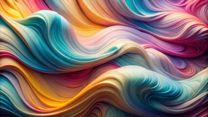 Obraz premium Abstract and fluid blend of pastel colored paint strokes. Fluid motion of large strokes. 3D illustration. Matte. Saturated. Dreamlike.