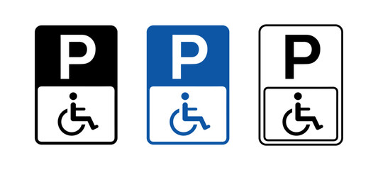 Handicapped parking sign. Disabled parking. Wheelchair vector illustration isolated.