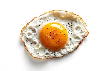 Fried egg over medium on white background