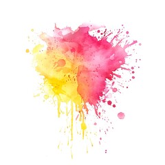 Watercolor Wet Splash smooth Clipart PNG white background. yellow and pink color tone