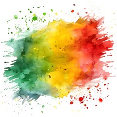 Watercolor Wet Splash smooth Clipart PNG white background. red, yellow and green color tone ,Abstract Clipart