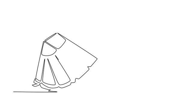 Animated self drawing continuous line draw slice of yellow healthy organic pineapple for orchard logo identity. Fresh summer fruitage concept for fruit garden icon. Full length single line animation