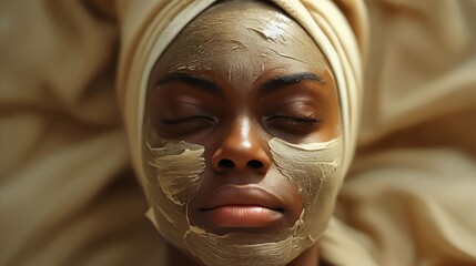 Fototapeta premium A woman with a clay mask on her face.