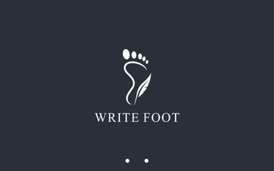 feet with pen logo design vector silhouette illustration