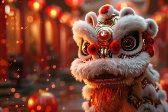 Dynamic Lion Dance: A Cultural Celebration of Strength and Luck