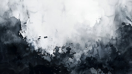 Abstract black watercolor rough textured grunge background with white dotted dust scattered around
