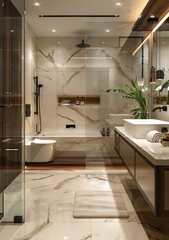 Modern minimalist marble bathroom
