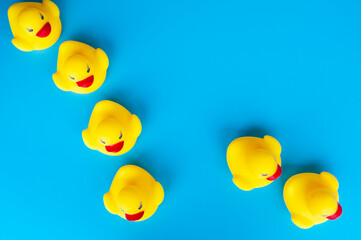 Top view of rubber ducks with customizable space for text