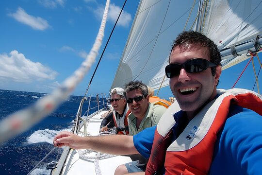 Exhilarating Sailing Adventure with Friends on the Open Sea