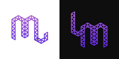 Letters LM and ML Polygon Logo, suitable for business related to polygon with ML or LM initials
