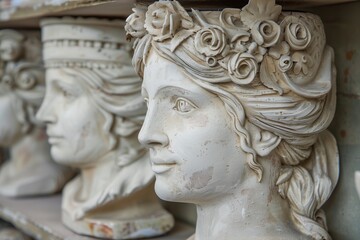 Naklejka premium greek girl statues white plaster