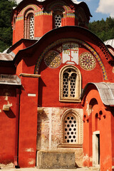 Elaborate facade and entrance door of the Church Complex of the Patriarchate of Pec Monastery,...