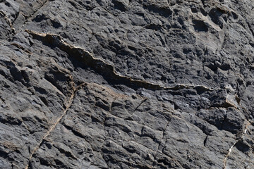 Stone texture worn by the wind and the sea of ​​the coast located on a wild beach.