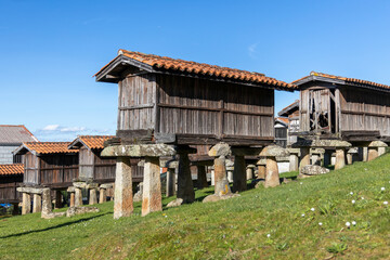 Obraz premium Conjunto de hórreos, A Merca, Orense, Galicia, España