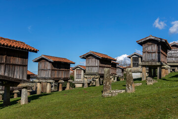 Conjunto de hórreos, A Merca, Orense, Galicia, España