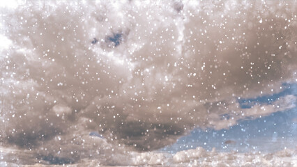 beautiful falling snow on clouds on sky bg - photo of nature
