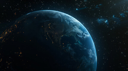 Obraz premium Earth Illuminated in Dark Blue 