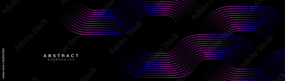 Poster Abstract background with blue and magenta geometric wavy. Modern minimal trendy lines pattern horizontal. Vector illustration