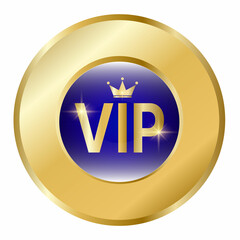 icon button gold label  illustration number one, VIP, golden best badge, blue