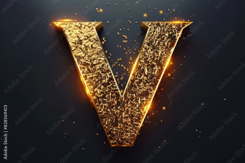 Aufkleber a letter v made up of sparkling gold, perfect for adding a touch of luxury to your designs
