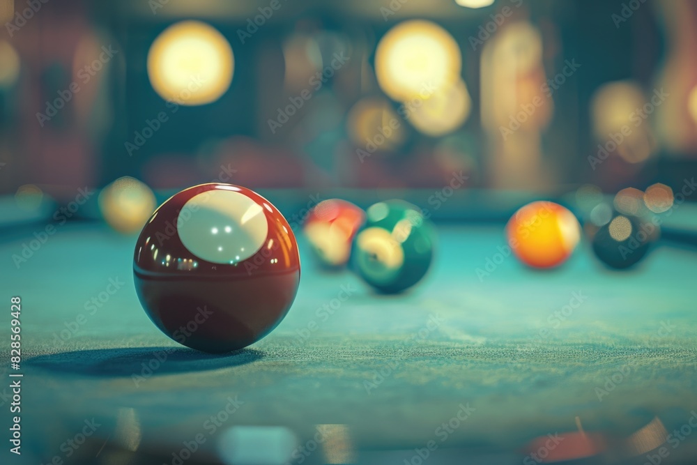 Canvas Prints A pool table with a single pool ball, suitable for sports and leisure concepts