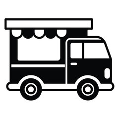 Street food truck line icon black vector on white background