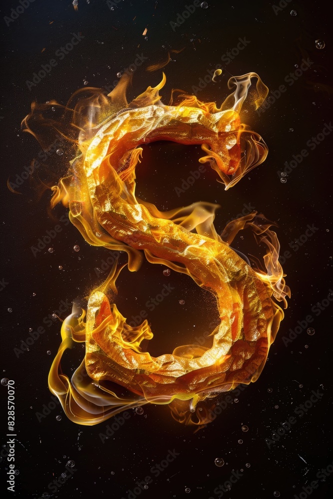 Poster number 8 symbol with fire and water elements, suitable for various design projects