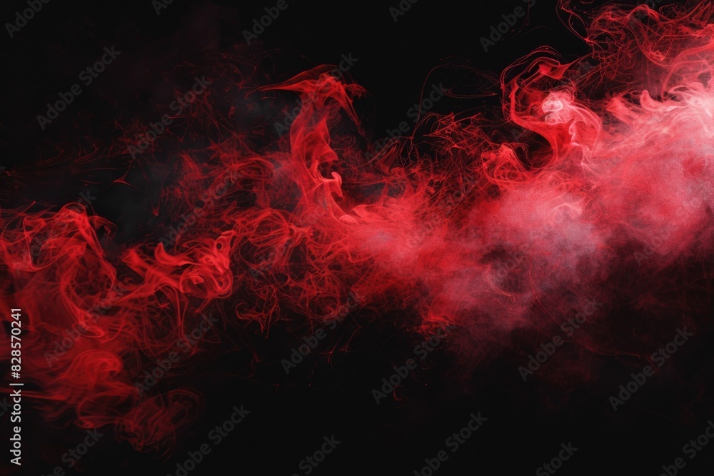 Poster close up of red smoke on black background. suitable for abstract design projects
