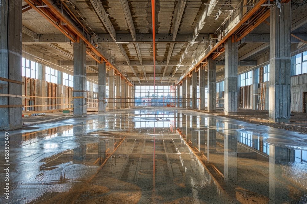 Poster A large empty building with numerous windows. Suitable for architectural and real estate concepts