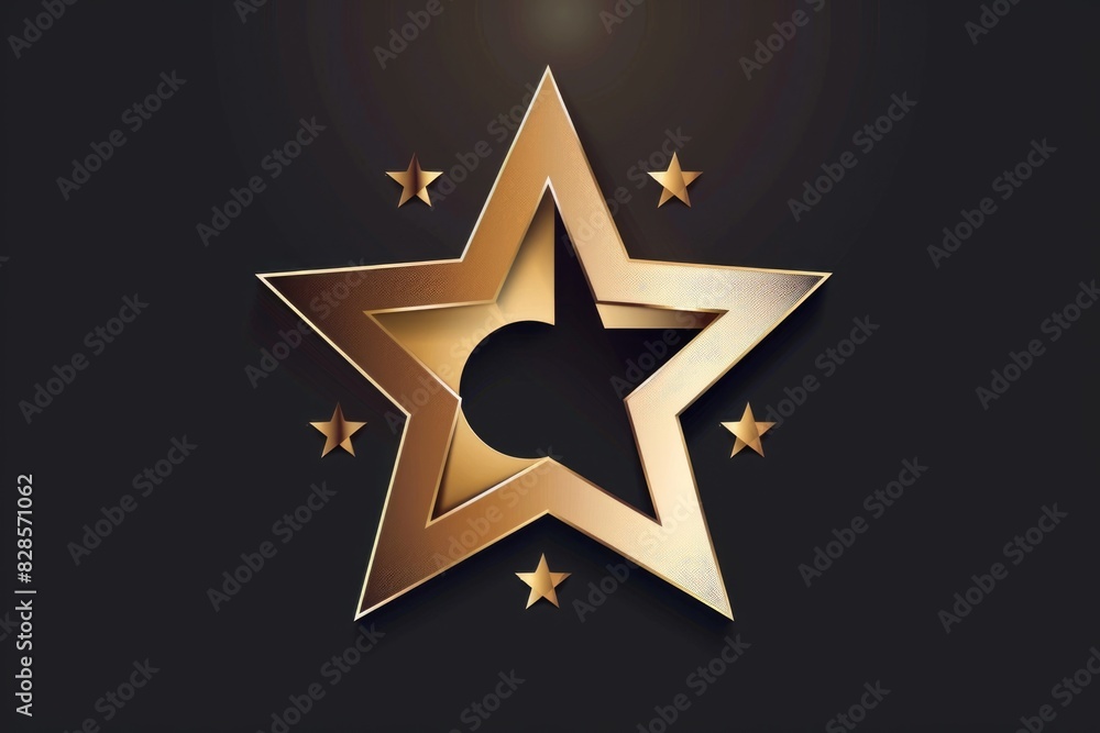 Poster a shiny golden star on a dark black background. perfect for various design projects