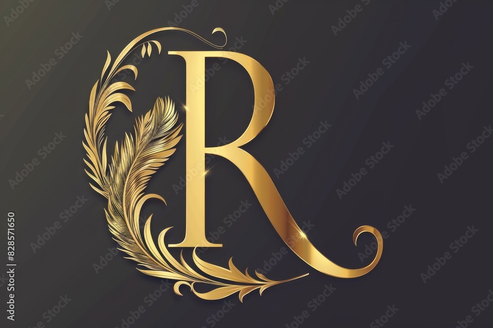 Aufkleber a beautiful golden letter r with intricate decoration. perfect for adding a touch of elegance to any