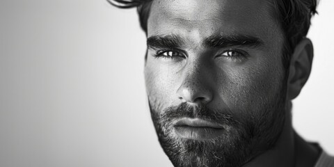 A black and white photo of a man with a beard, suitable for various projects