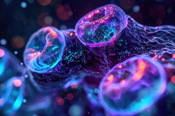 A bunch of jellyfish glowing in the dark. Perfect for marine life concepts