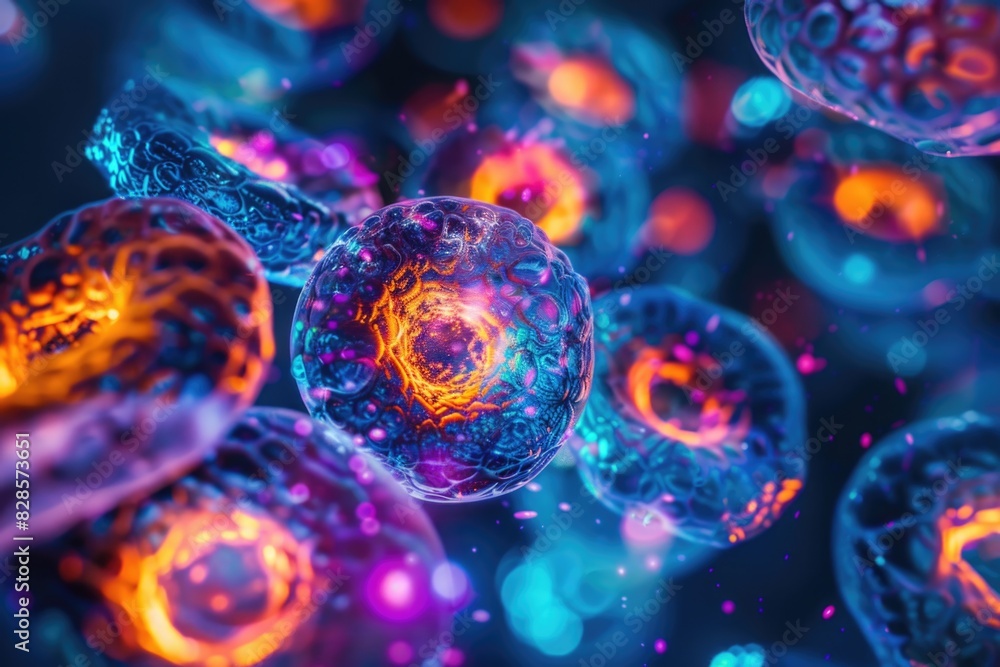 Aufkleber a close up view of glowing balls, perfect for science or technology concepts