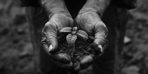 A person holding a handful of dirt, suitable for environmental and gardening concepts - Powered by Adobe