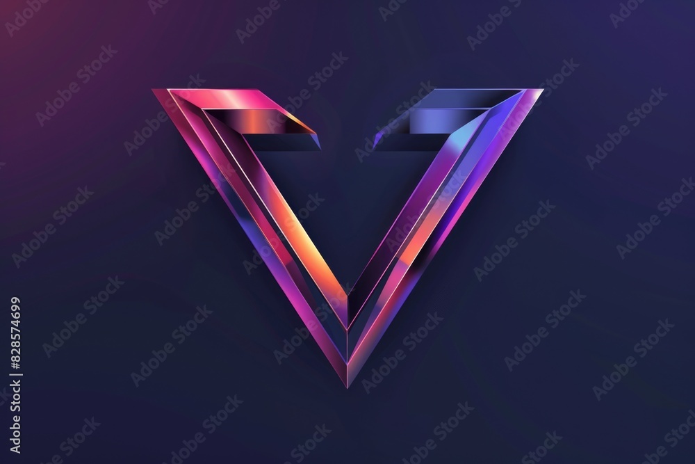 Poster a vibrant letter v made up of colorful shapes. ideal for design projects and educational materials