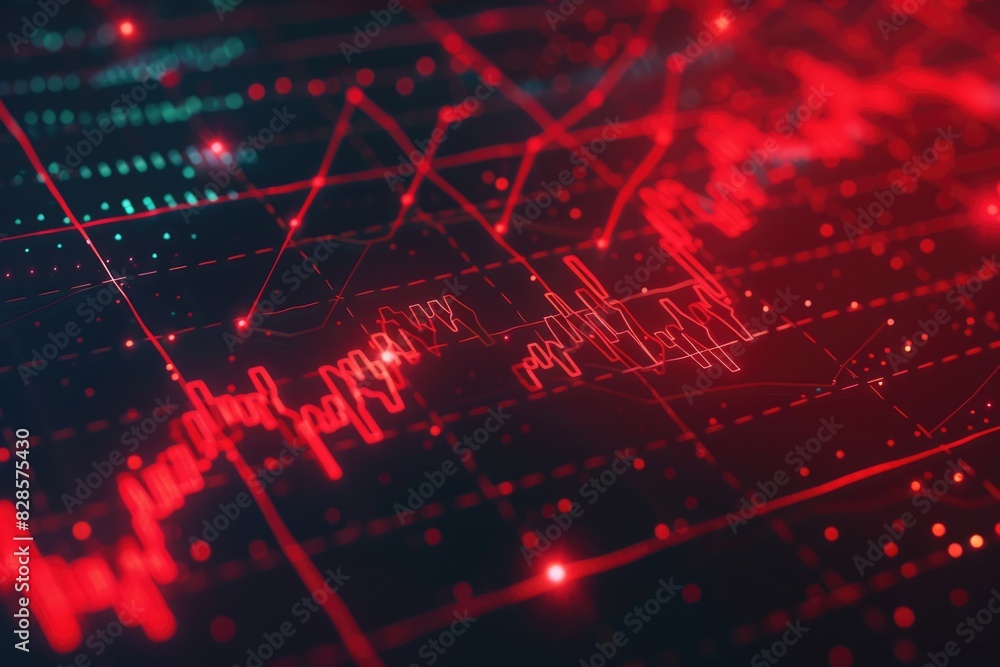 Poster Close up of a computer screen with red lights, suitable for technology concepts