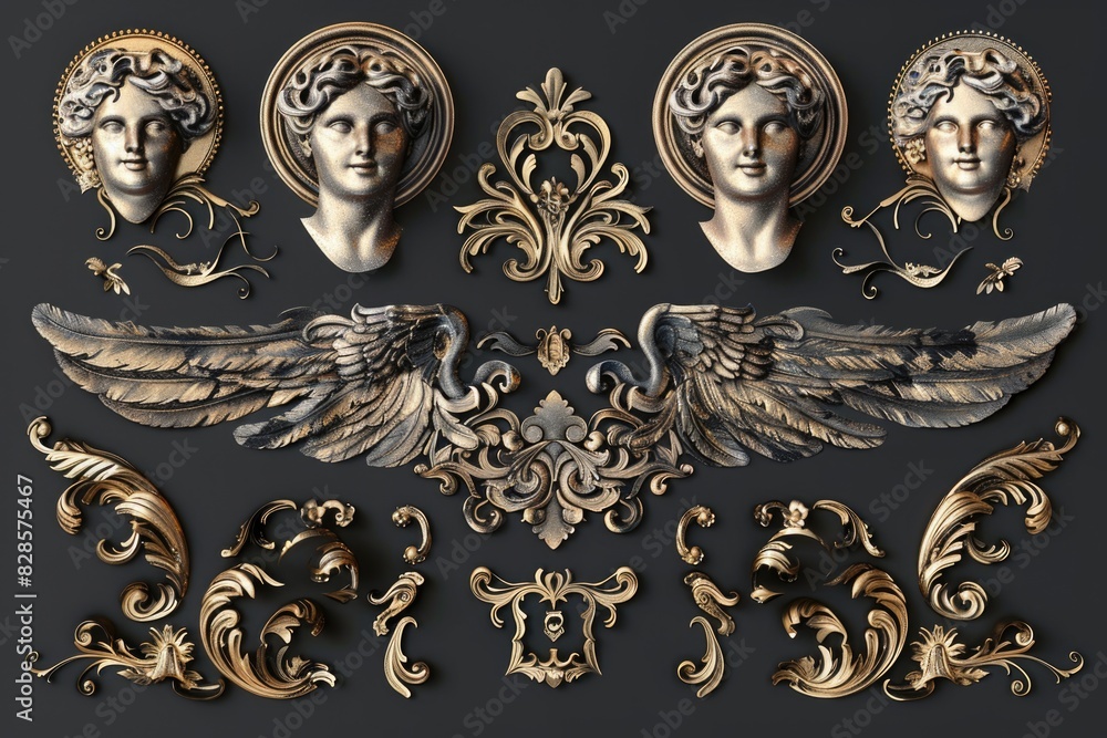 Poster Group of statues with wings, suitable for various design projects
