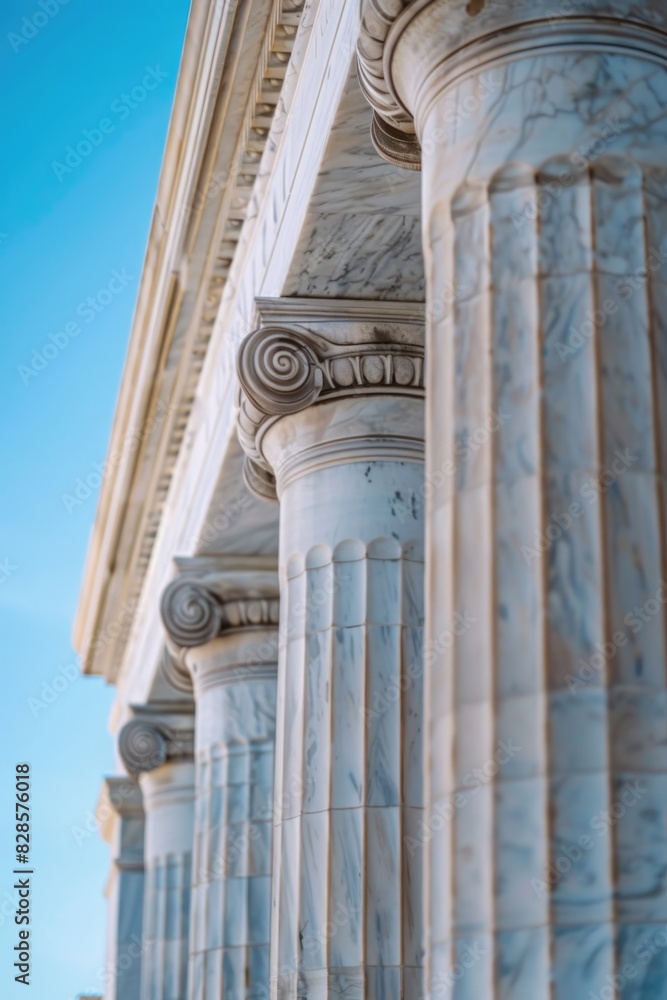 Poster A row of columns each with a clock on top. Suitable for time management concepts