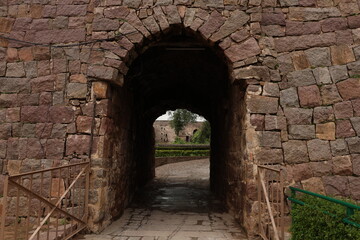 Obraz premium Doors in Golconda fort of Hyderabad in India. Photo: September 23, 2023