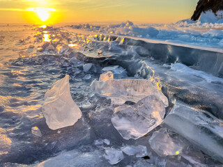 transparent ice floe closeup